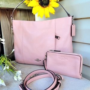 Gorgeous Coach Isabelle East West Pebbled Leather Handbag and Wristlet